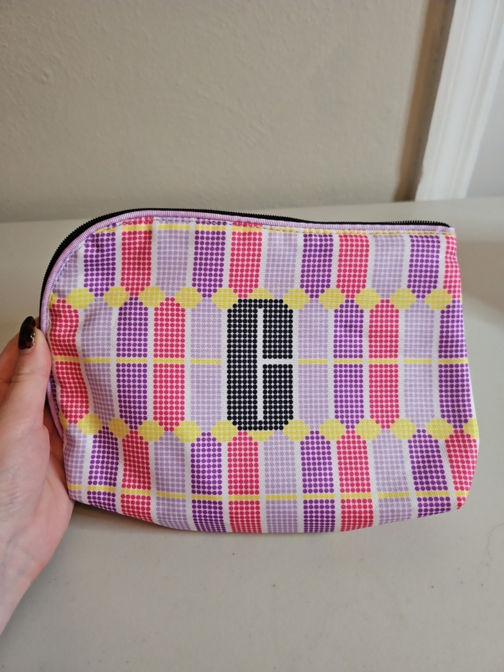 Clinique Purple Small Makeup Bag Cosmetic Travel Bag Zipper Closure
